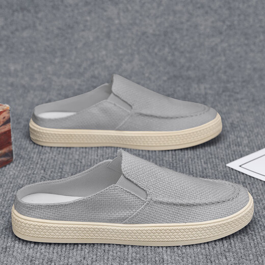 
Huili canvas shoes men's summer breathable casual lazy person pedals half-tugged old Beijing thousand-layer sole cloth shoes black trendy shoes black upgraded model 80 people choose 42