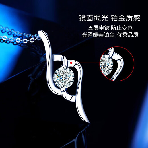 Grace Girl Platinum Cupid Diamond Necklace Women's Light Luxury Platinum Pendant Love Collarbone Chain for Girlfriend Chinese Valentine's Day Gift Platinum Diamond Cupid Necklace + Light Luxury Gift Box