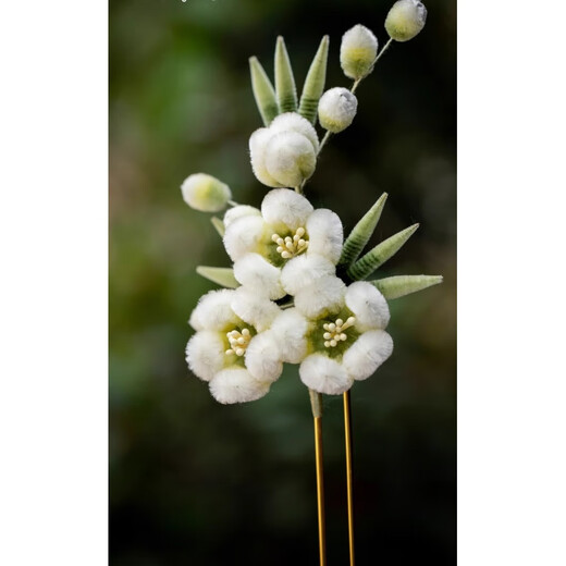 Shiyun velvet flower brooch Yangzhou same intangible cultural heritage handmade green plum pine needle headdress Valentine's Day gift for girlfriend hair accessories (not supported for 7 days without reason)
