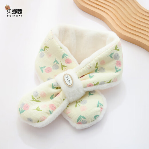 Benasi children's scarf autumn and winter baby girls kindergarten infants and toddlers winter warm windproof scarf thickened cute little flower - pink 1-8 years old 73CM