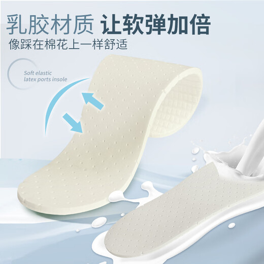 Special latex breathable insoles for single shoes, women's soft soles, comfortable and super soft, anti-pain when standing for a long time, breathable and sweat-absorbent, 1 pair, white 37-38
