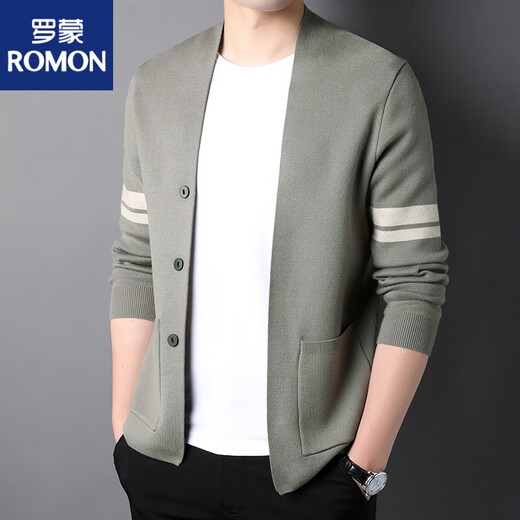 罗蒙（ROMON）早秋针织开衫男春季2025新款潮流青年毛线衣外穿毛衣男士休闲外套 黑色*好质量 S