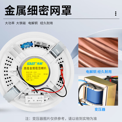 先科（SAST）SA-5012 吸顶音响套装蓝牙定压功放机公共广播家用客厅商用会议店铺背景嵌入式隐藏吊顶音箱一拖二