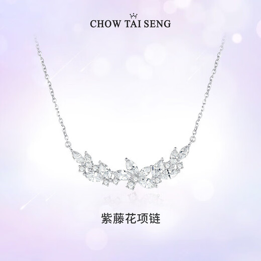 Zhou Taisheng Wisteria flower sterling silver necklace women's light luxury niche clavicle chain high-end design birthday gift for girlfriend