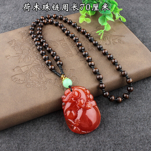 DL 1998 Fat Donglai same style blood amber beeswax water drop amber red men and women old beeswax pendant autumn and winter sweater chain accessories Wushi brand (shell style) wooden beads