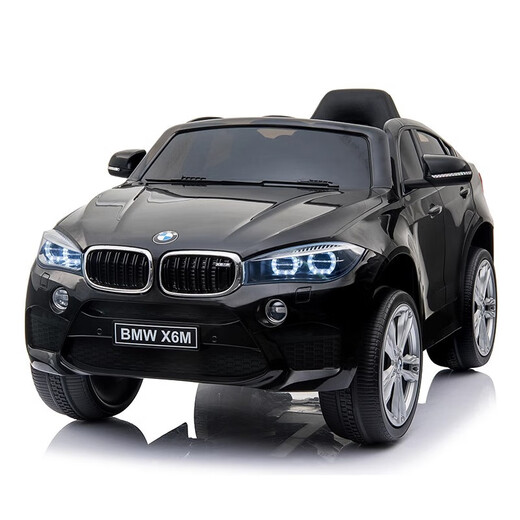 No more fun, no more children's electric car with remote control and seatable BMW with swinging four-wheel toy car for kids New Year's gift flagship black high door opening + soft wheel leather seat