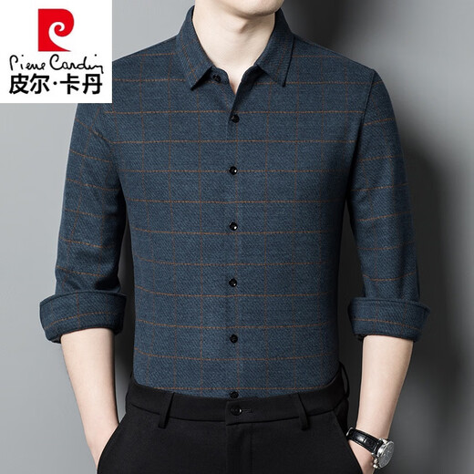 Camisa de cachemira 100% pura de los hombres Piercadian para la camisa de lana a cuadros sin calor en espesas de los hombres Camiseta de lana a cuadros sin calidez Oscuridad VERTICA 826 CAMISA VERTICA 2XL 180 SUGUERAD
