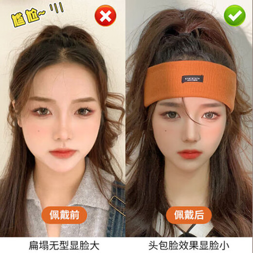 Yinyu Knitted Headband Sports Headband Winter Headband Headgear for Women Going Out Women's Autumn and Winter Forehead Warming Wool Headband 2-piece Set Black + Coffee