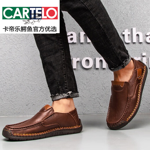 Cartelo High-End-Herrenschuhe Herrenleder Schuhe extra großer Größe Fett 46 Großgröße 47 Britische Herbstleder Outdoor Trendy Casual Schuhe 9916 Dunkelbraun 38