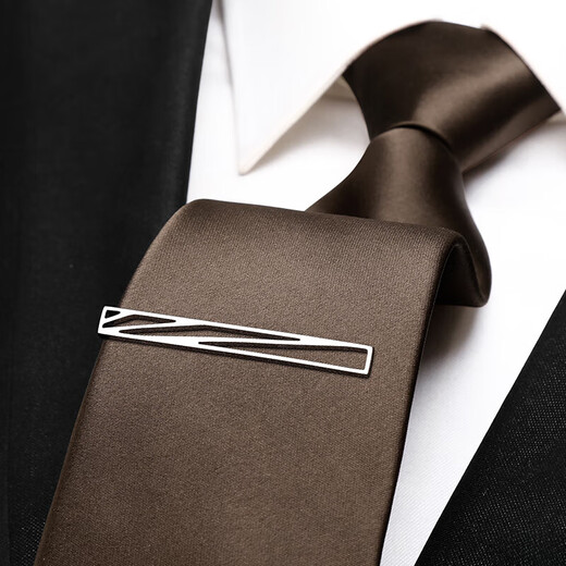 LSIAKT领带男士复古咖啡棕色系正装职业休闲宴会拉链领带男商务 咖啡色【拉链款领带+领带夹】