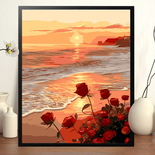 Ouoety Digital Oil Painting Blumen Landschaft Cartoon handgemalbte Füllstoff handgefertigtes Acrylölmalerei Dekoratives Malmal