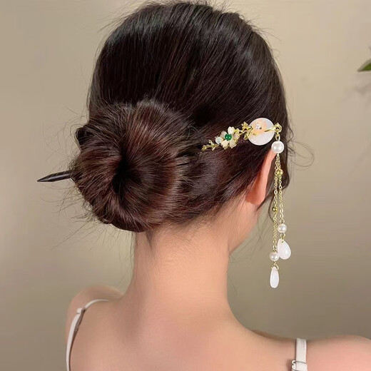 Bai Qixin's hairpin, ancient style wooden hairpin, Hanfu step rocker hairpin, tassels, gift box for girlfriend and wife, Teacher's Day gift, Earthly Moon hairpin, gift box