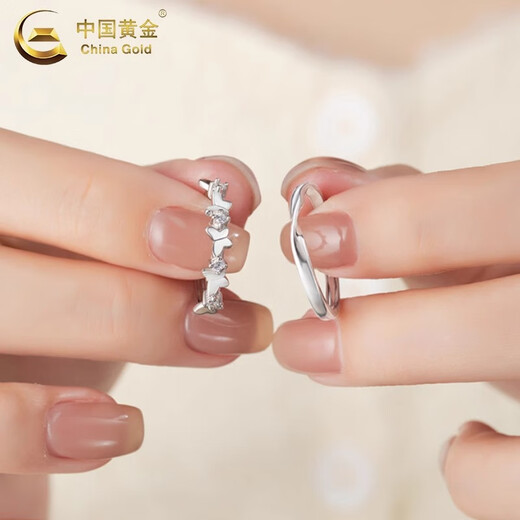 CHINA GOLD pure silver ring Möbius ring butterfly couple ring female Valentine's Day birthday gift for girlfriend and wife couple model pure silver butterfly love couple ring brand gift box