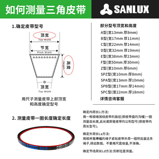 三力士三角带越洲带B型号橡胶三角带大全b1118Li-b1862Li B1473Li