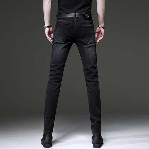 Jeep Spirit Jeep Jeep Jeep Men's Spring y Summer Nuevo American American Trendy retro ajustado ajustado Slim Slim Long Pants 1048 Negro 32 [Two Foot Five]