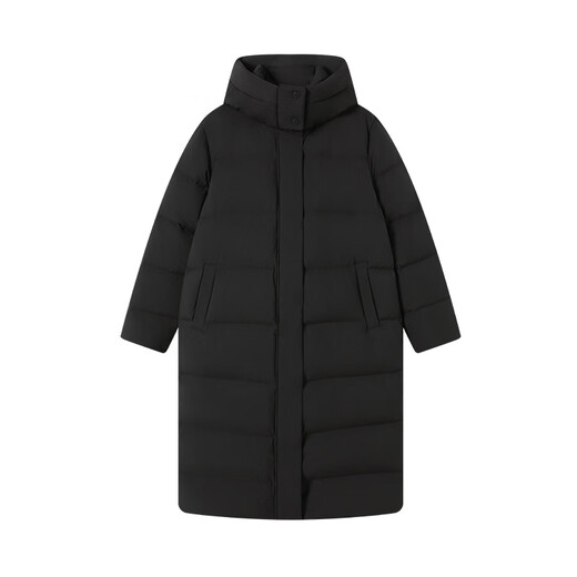 Jing Tokyo Made Down Jacket Women's 90 Duck Down Puff Mid-Length Fashion Versatile 25 Winter New Thick Jacket Black M