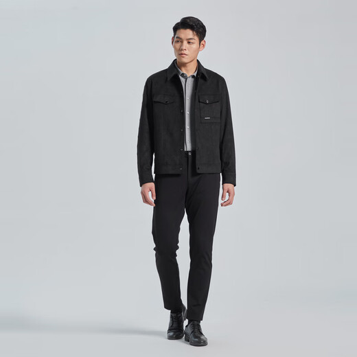 Lilanz official imitation suede jacket men's coat lapel embossed fashion 24 autumn black 180/96A