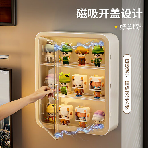 KAMAN blind box storage display stand Bubble Mart trendy Lego model display cabinet dust-proof transparent figure storage box thickened wall hanging model white/large size 1