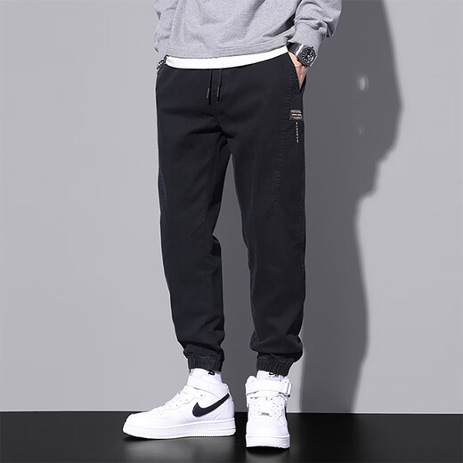 Specht Casual Hosen Männer Lose Krawatten Herbst Neue Harun Trendy Workwear Vielseitige Sporthosen Männer 9859 Black plus Fleece M