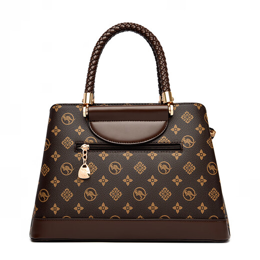 Kangaroo Kara brand genuine leather bag 2025 new Valentine's Day gift for wife, leather handbag, middle-aged crossbody bag for women, brown (gift box + handbag)