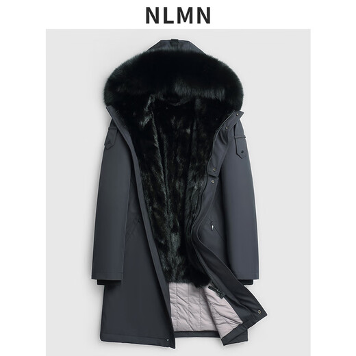 NLMN Winter Winter Wind Fur Integrated Mink Inner Inner Inner For Men's Casco Europeo y American Coat Europeo y American Gris L