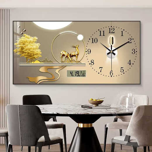 Sensory painting Light luxury high-end large-size electric meter box decoration distribution box covers electronic perpetual calendar restaurant table hanging painting JD121.27 perpetual calendar + watch/black hand 120*60cm (cover 110*50) lift cover/support pole gold frame