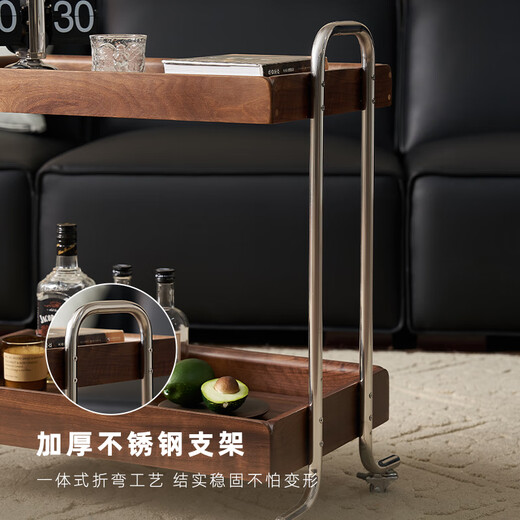 
Original solid wood edge movable retro trolley North American black walnut living room sofa tea table M1181 [Black walnut] trolley 670*380*690mm