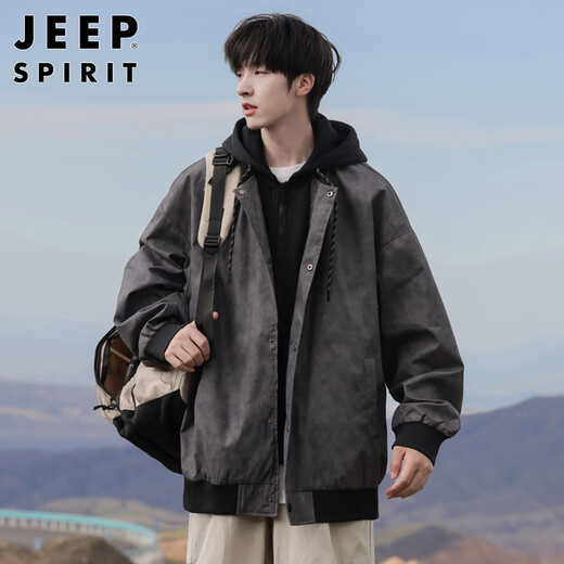 JEEP SPIRIT Jeep jacket men's fake two-piece jacket men's clothing autumn and winter casual high-end high-end sense handsome hooded men's clothing