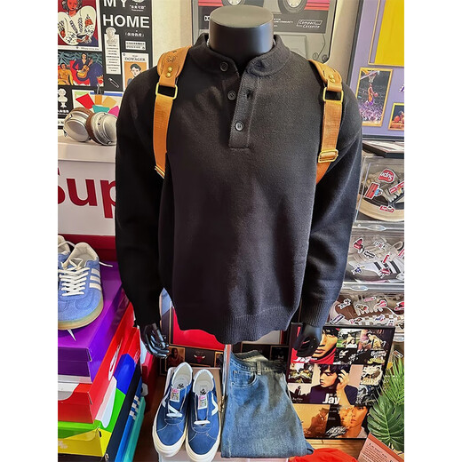 Digada Lazy Henry Collar Sweater Men's Winter Bottoming Sweater Men's Sweater Underwear Trendy Brand Men's Sweater Jacket Men QSCZ-Z84 Light Gray L