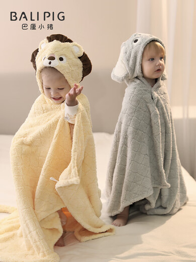 Bali Pig (Balipig) serviette de bain pour enfants Pain de bain portable Baignoire porte-bain avec serviette de bain pour bébé à capuche Absorbant l'eau et séchage rapide rose 125x80 cm