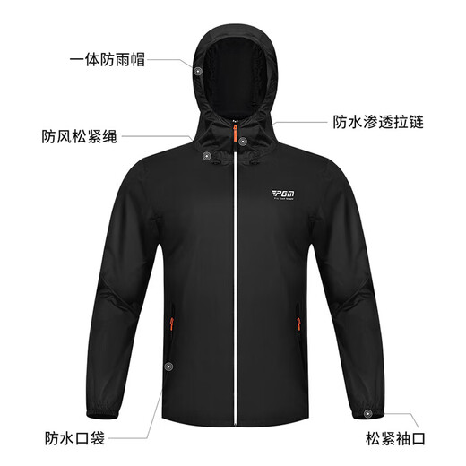 PGM Golf Set para hombres impermeables equipos a prueba de lluvia de impermeables pantalones superiores ropa completa YF689-Black XL