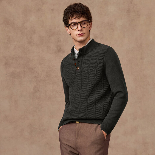 Judger 440g heavyweight 100% wool Judger men's pure wool sweater 2025 autumn and winter half-high Henry neck sweater