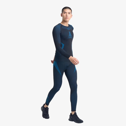UTO carbon core thickened warm quick-drying clothing suit for men and women outdoor running skiing mountaineering long-sleeved sports bra suit black gray (men) XL