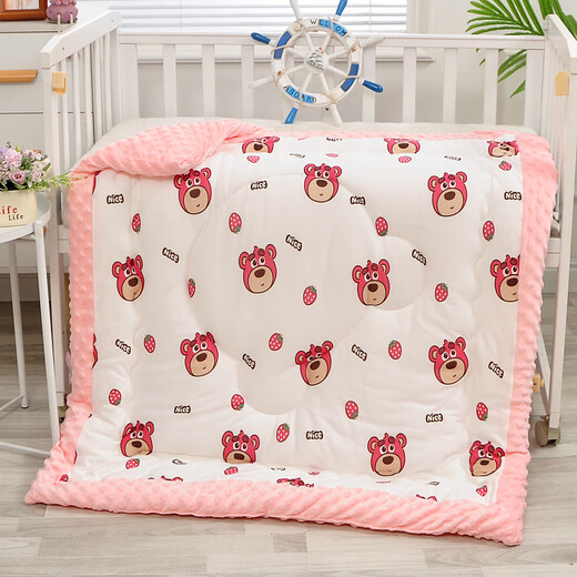 Acacia Tong Baby Quilt Autumn and Winter Baby Cover Blanket 3D Bean Velvet Soothing Baby Blanket Kindergarten Small Quilt Beanie Quilt Strawberry Bunny Knitted Cotton Bean Velvet 10-20 1-1 Meter Machine Washable 700g