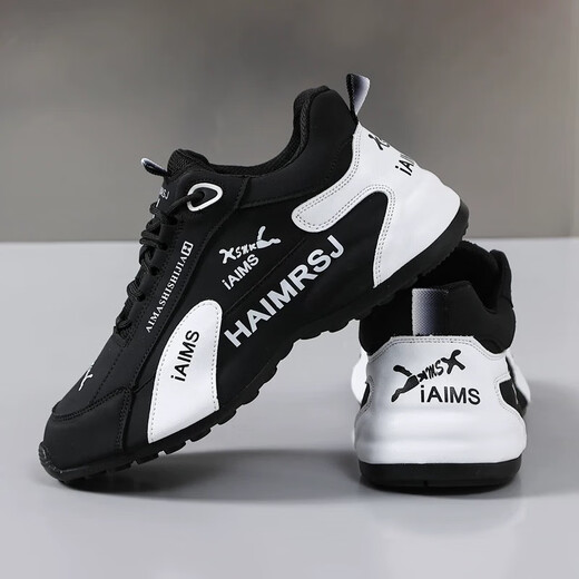 
tew tea collection men's shoes dad shoes men's sports shoes bags and casual shoes 2024 new couple thick sole height-enhancing shoes 898 leather black and white 36