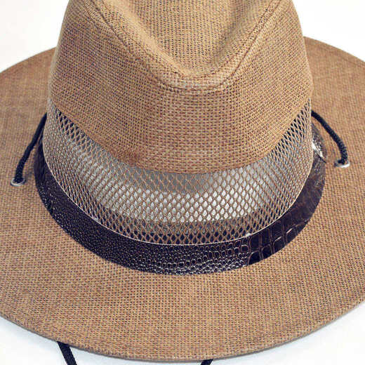 
Li Yun HouSe top hat men's summer breathable sun hat mesh hollow straw woven breathable flat brim top hat-brown M (56-58cm)