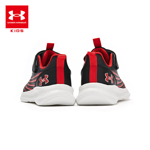 安德玛（Under Armour）【实付满699赠跑鞋】儿童运动鞋舒适百搭魔术贴撞色男女童休闲鞋 黑/红 39