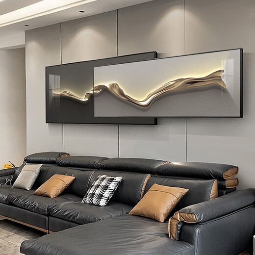 Mopai modern light luxury living room sofa background wall decoration painting 2025 new superimposed painting minimalist high-end hanging painting with backing 240x65cm (suitable for 3.5m sofa) crystal porcelain