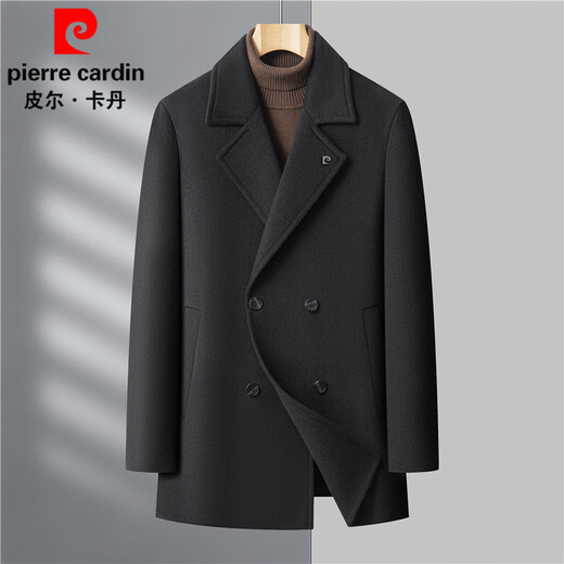 Pierre Cardin woolen coat men's winter warm woolen woolen coat mid-length removable down liner suit collar windbreaker