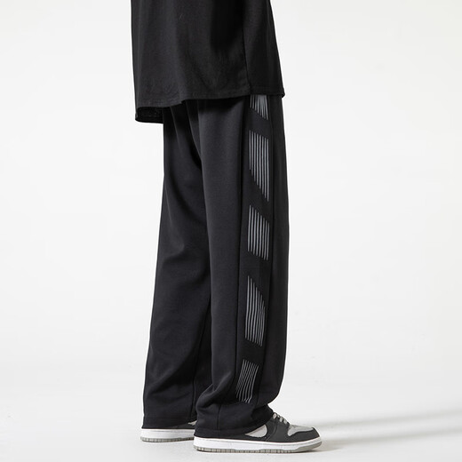 Foss Phil casual pants men's spring and summer trend American high street loose sports straight men's pants 902 black XL