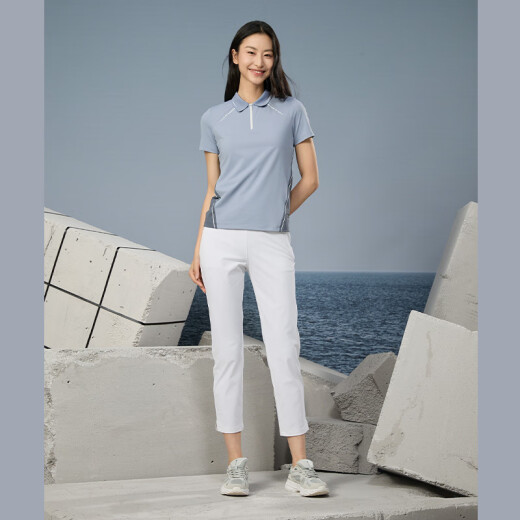 Rapido 雳霹道 2024 spring and summer new women's raglan sleeve POLO shirt casual sports short-sleeved T-shirt CP4242P02 blue 160/84A