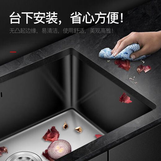 XMSJ窄边拉丝304不锈钢水槽单槽嵌入式台中台下盆厨房手工厂家直销 拉丝窄边4840标配套餐