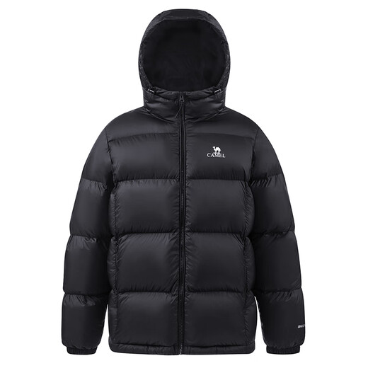 Camel Volcano Down Jacket Men's Winter New Thick Hooded Warm Bread Jacket Women's Urban Light Outdoor Black Unisex Style, 7674B 2XL