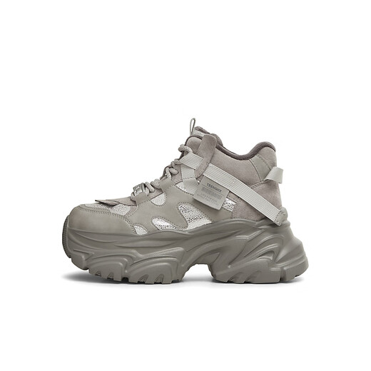 Tianmeiyi papa chaussures à lacets sports polyvalents épaisses épaisses hautes chaussures décontractées pour femmes printemps et automne CJ841dd4 gris 37