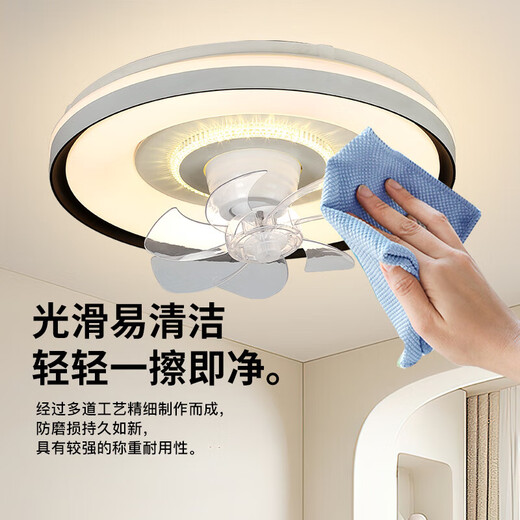 V-POWER智能卧室吊扇灯风扇灯LED灯具客厅餐厅现代简约吸顶灯电扇灯 【惠】9904-J黑白-96W无极-360摇头