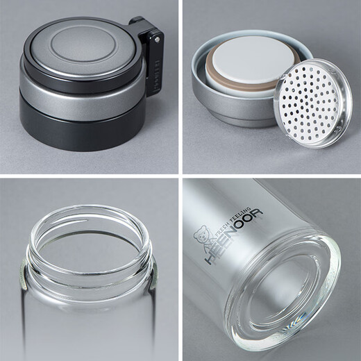 Sino Glass Cup Einschichtiger verdickter Herrenwasserbecher Wärme-resistenter transparenter Tee Tasse Frauen große Kapazität Tasse 695 ml schwarze Seilbecherabdeckung Glas 60 60