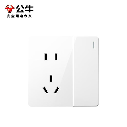 BULL switch socket wall power panel exposed wiring large panel household wall socket G59 series glossy white five holes + one open single control