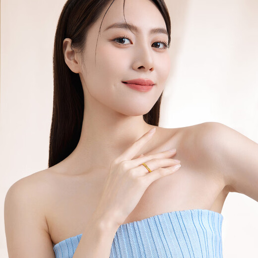 周六福碎碎冰足金999黄金戒指女生日礼物计价A0113002 16号 约3.85g 