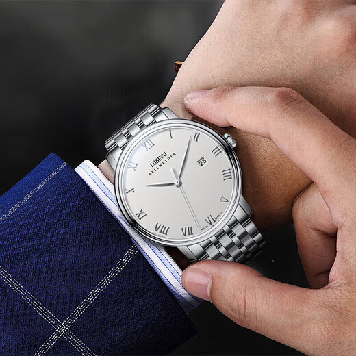 Lobinni Watch Herren Mechanical Watch Herren Uhr Vollautomatisch importierte Bewegung Ultradünn wasserdichte Schweizer Stil Top Ten Marken Herren Uhr 12033-Ghost in der Schale White Stahlgürtel Leder-Gurt Gravur