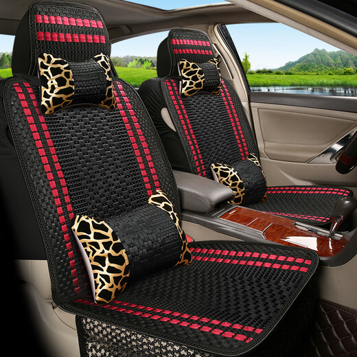 ANGEQI car seat cushion for all seasons, ice silk summer seat cushion, fully surrounded seat cover, car seat cushion, five-seat seat cover cushion, single seat, 1 piece, standard model, brown